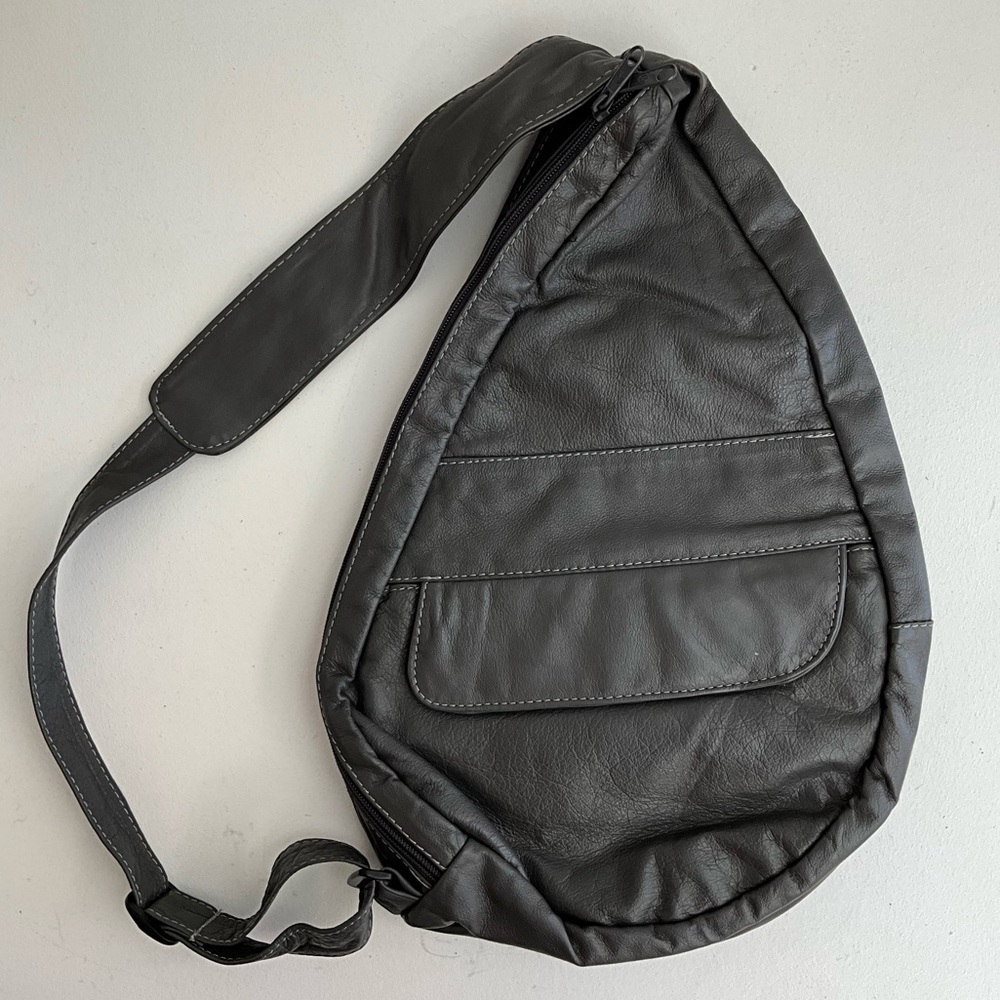 Ace Leather Goods Travelmate Backpack Single Strap Adjustable Gray Bag Purse